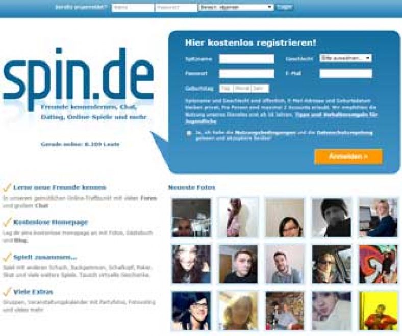 Spin.de Webseite